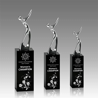 Metal Golf Black Crystal Trophy suppliers