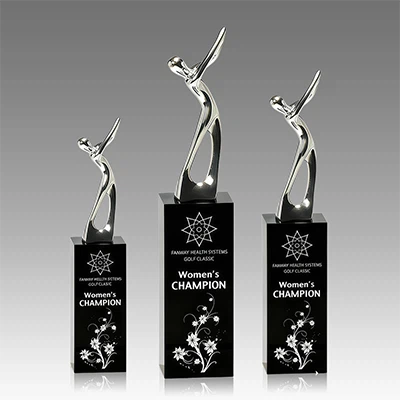 Metal Golf Black Crystal Trophy factory